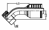 METRIC O-RING 24° CONE FEMALE SWIVEL LIGHT DUTY - DKOL - 45°