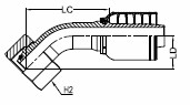 METRIC O-RING 24° CONE FEMALE SWIVEL 45