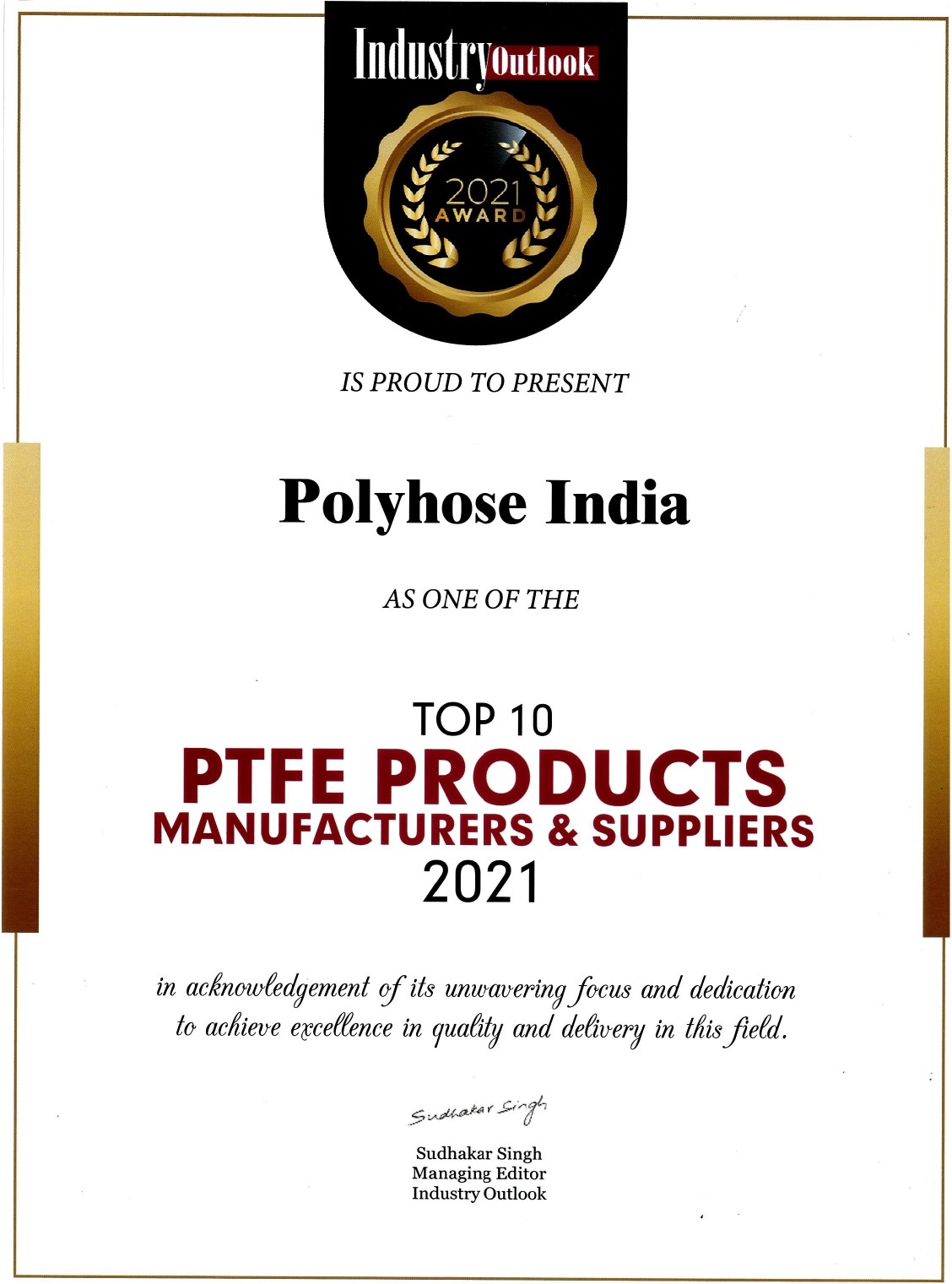 PTFE certificate
